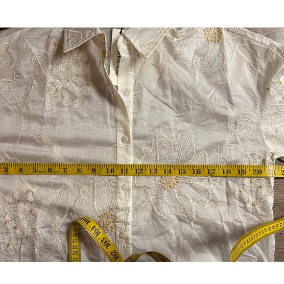 Commense Semi-Sheer Floral Shorts Set White Women’s Size M - Picture 5 of 14